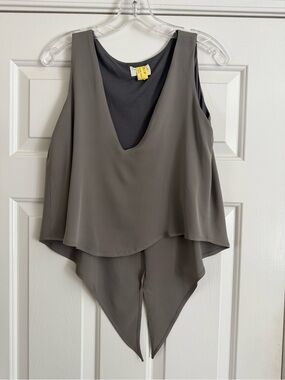 BILL HALLMAN taupe Silk tank top XS S